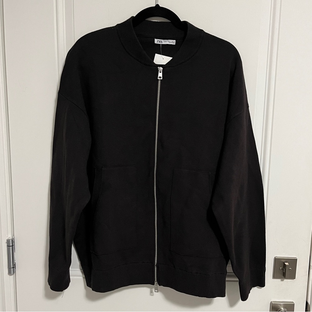 Zara Men's Zip Up Baseball Sweatshirt Jacket - Size L